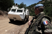 © Sebastien Nogier/IP3; Liban le 30 mai 2008 - Le bataillon Francais de la FINUL (Force Interimaire des Nations Unies au Liban) patrouille au sud Liban.
The French battalion of the UNIFIL (United Nations Interim Force in Lebanon) patrols in the South Lebanon.